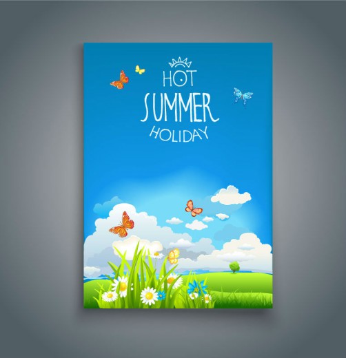 创意夏季风景假期传单矢量素材16图库网精选