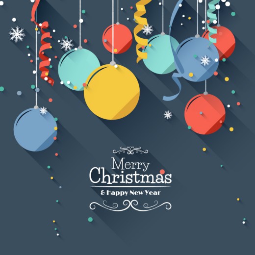 彩色圣诞吊球剪纸背景矢量素材16设计网精选