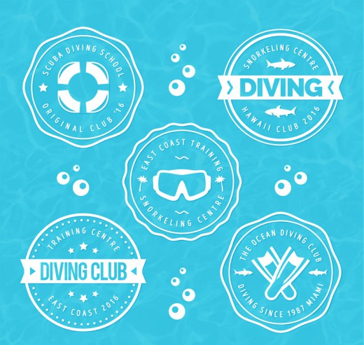 5款白色潜水俱乐部标志矢量素材16素材网精选