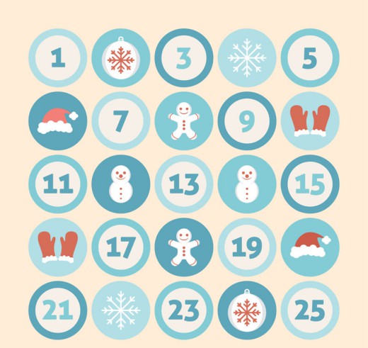 蓝色12月圣诞月图形日历矢量素材16设计网精选