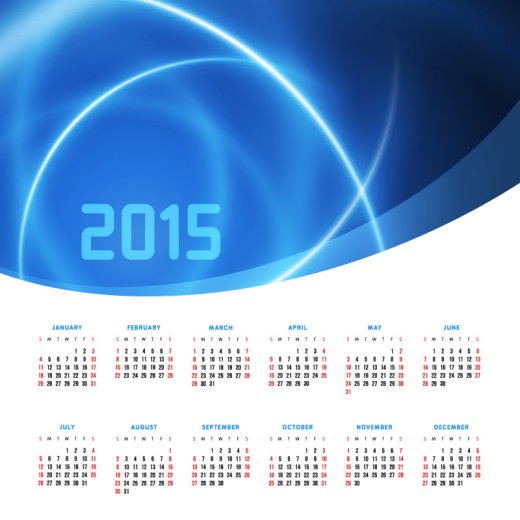 2015年蓝色年历设计矢量素材16素材