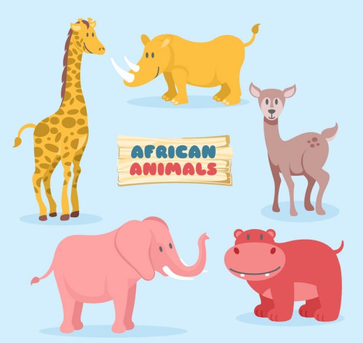 5款可爱的非洲野生动物矢量素材16图库网精选