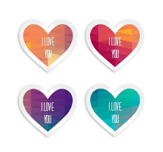 4款彩色爱心标签矢量素材16素材网精选