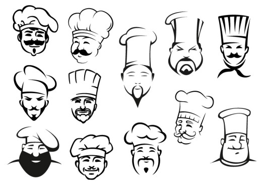 12款手绘厨师头像矢量素材16设计网
