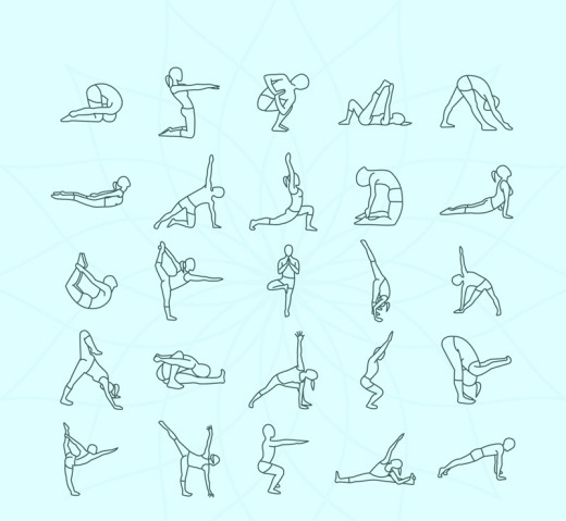 25款简洁瑜伽姿势矢量图16设计网精选
