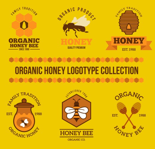 6款精美有机蜂蜜标志矢量素材16素材网精选