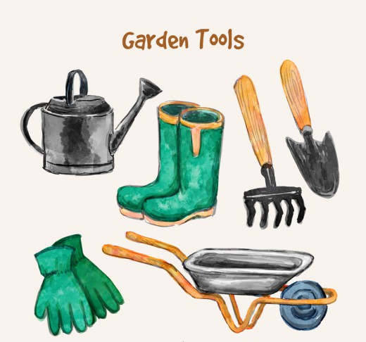 6款水彩绘花园工具矢量素材16图库网精选