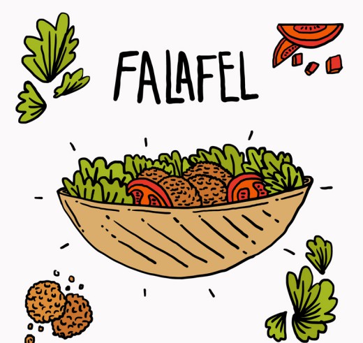 彩绘中东食品法拉费矢量素材16设计网精选
