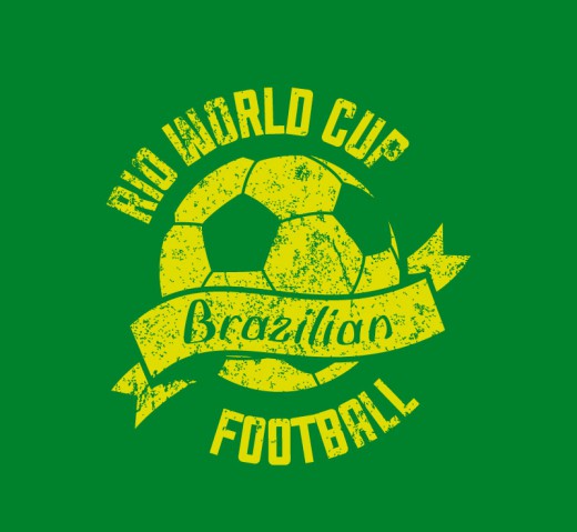 斑驳巴西世界杯足球背景矢量素材素