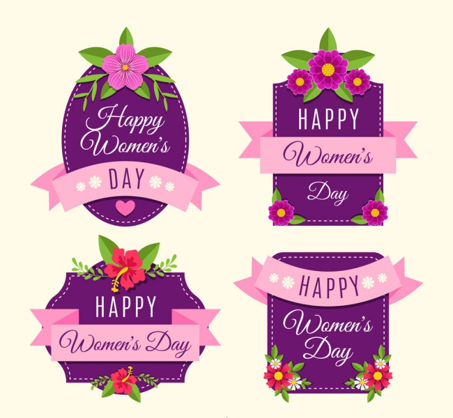 4款紫色妇女节标签矢量素材16素材网精选