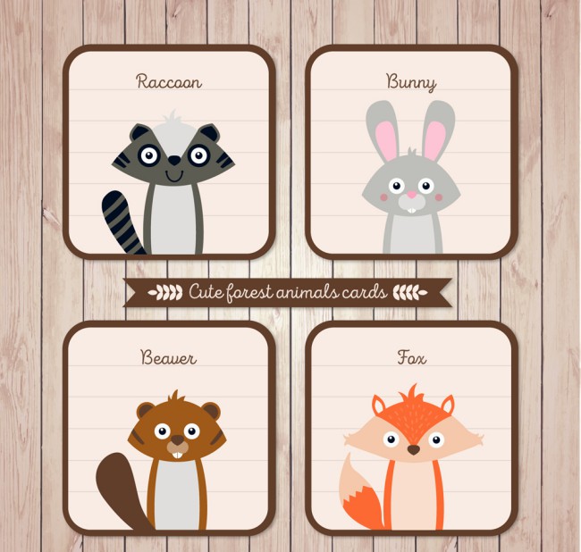 4款可爱动物头像卡片矢量素材16图库网精选