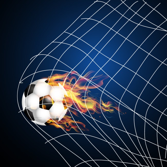 动感冲进球网的火焰足球矢量素材素材中国网精选
