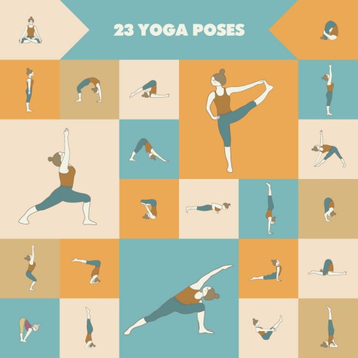 23款瑜伽姿势动作矢量素材16图库网