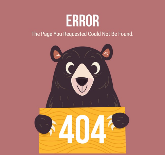 创意404错误页面黑熊矢量素材16设计网精选