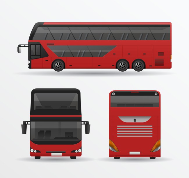红色旅游客车正侧面矢量素材16设计网精选