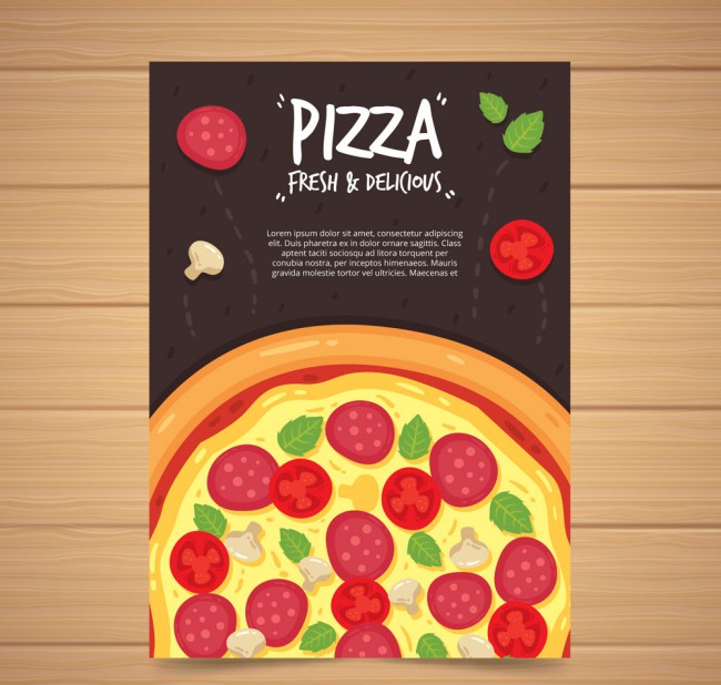 卡通披萨餐馆宣传单矢量素材16设计