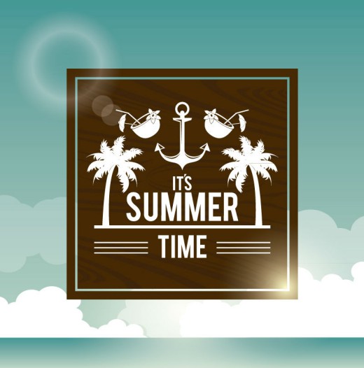 夏季热带沙滩度假海报矢量素材16素材网精选