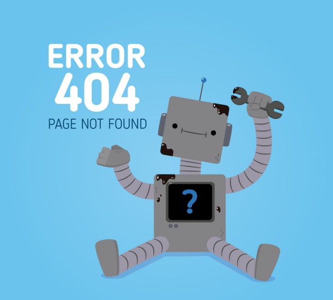 创意404错误页面维修机器人矢量图