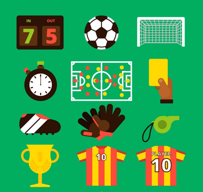 12款彩色足球元素图标矢量素材16图库网精选
