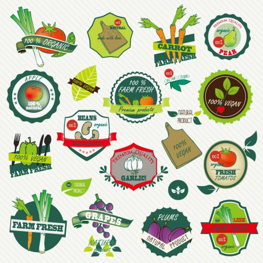 新鲜果蔬标签矢量素材16设计网精选