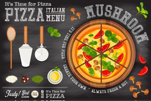 美味意大利披萨菜单设计矢量图素材天下精选