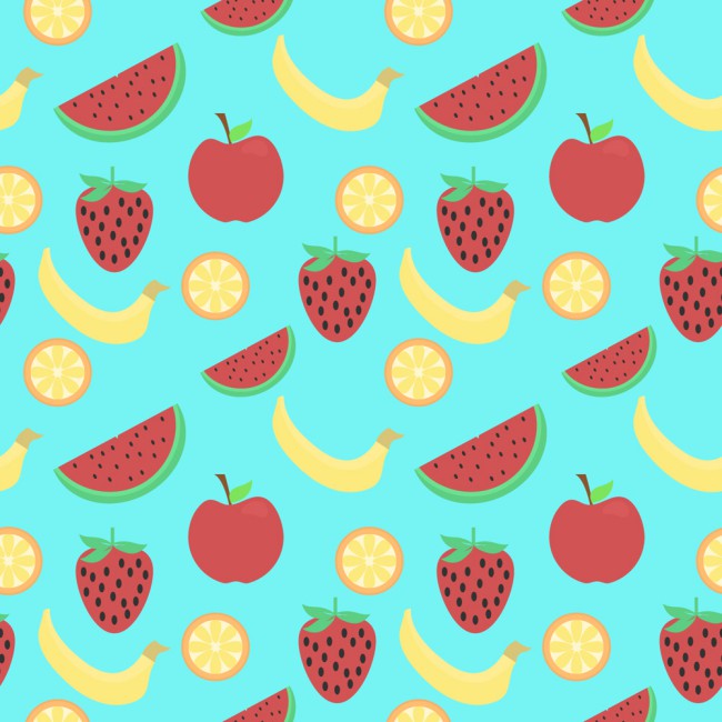 美味草莓香蕉苹果橙子无缝背景矢量图16图库网精选