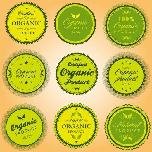 9款绿色有机食品标签矢量素材素材
