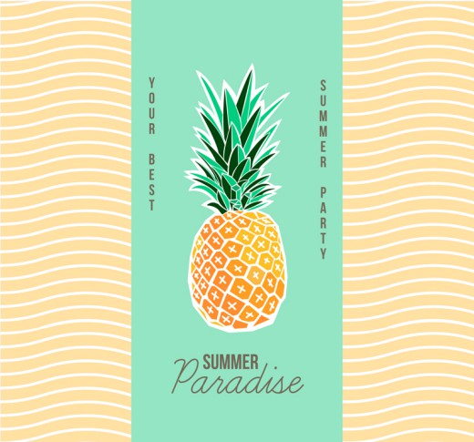 创意菠萝夏日派对海报矢量图素材天