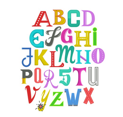 26个彩色英文字母艺术字矢量图16素材网精选