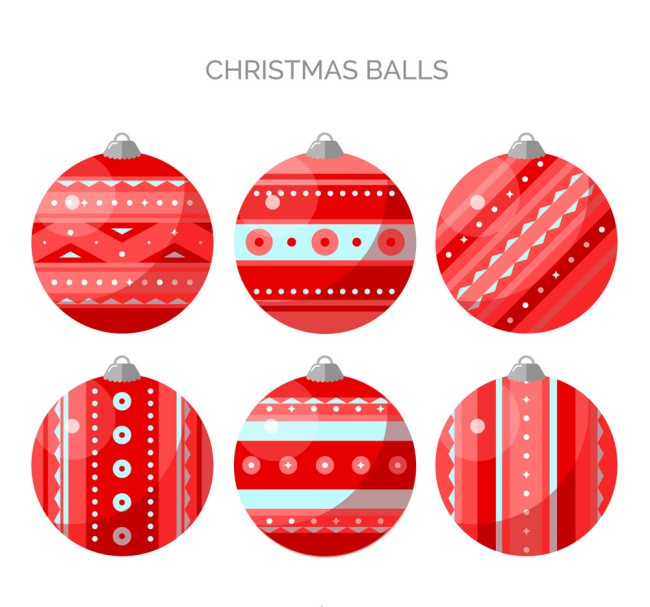 6款红色花纹圣诞吊球矢量素材16图库网精选