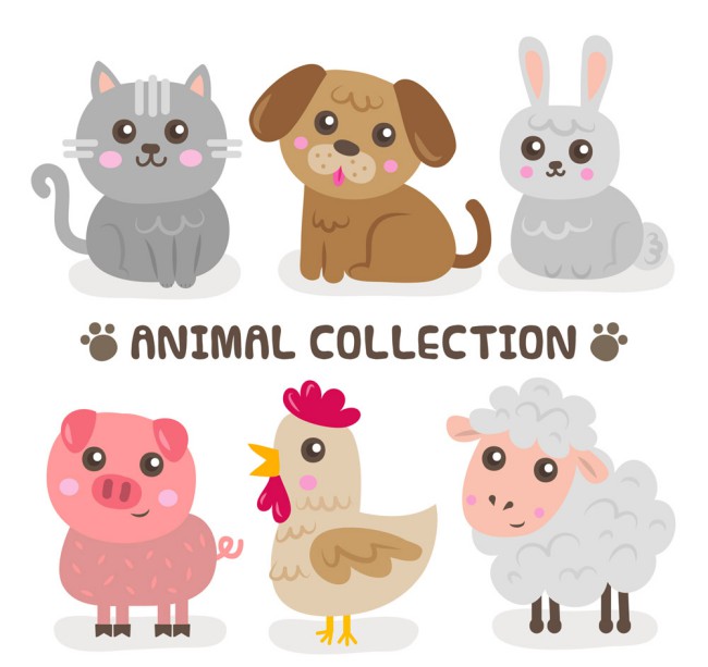 6款卡通农场动物设计矢量素材16图库网精选