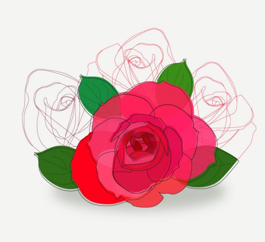 彩绘红色玫瑰花矢量素材16素材网精选