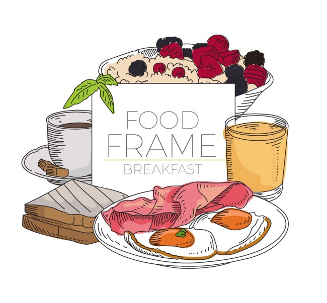彩绘早餐食物框架矢量素材16素材网精选