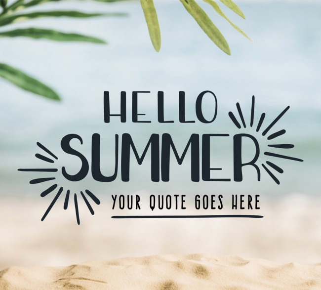 创意沙滩你好夏季海报矢量图素材中