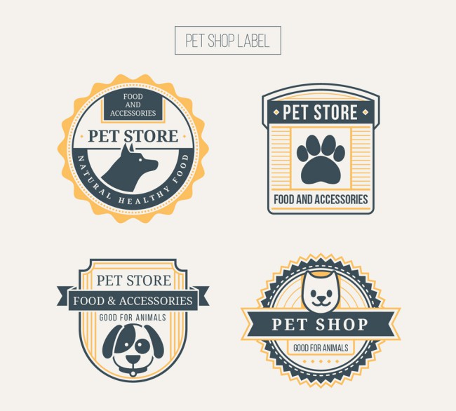 4款创意宠物店标签矢量素材素材中国网精选