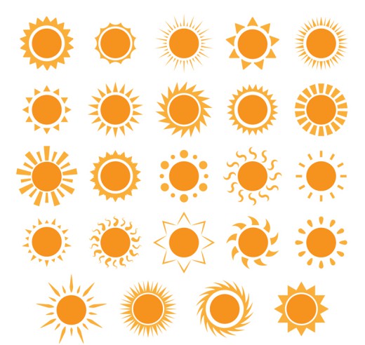 24款黄色太阳图标矢量素材16设计网精选