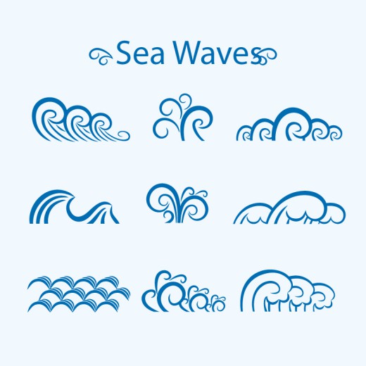 9款蓝色海浪设计矢量素材16素材网精选