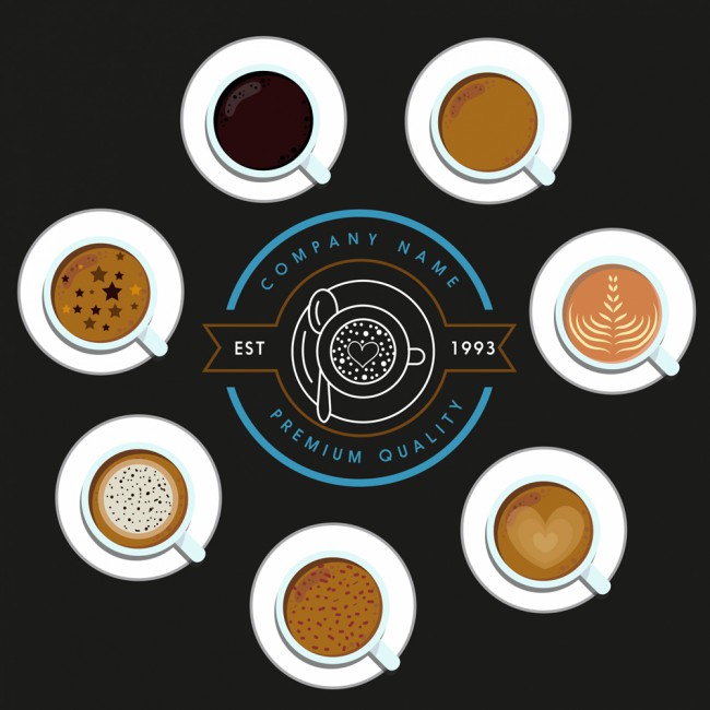 7款美味咖啡俯视图矢量素材16图库网精选