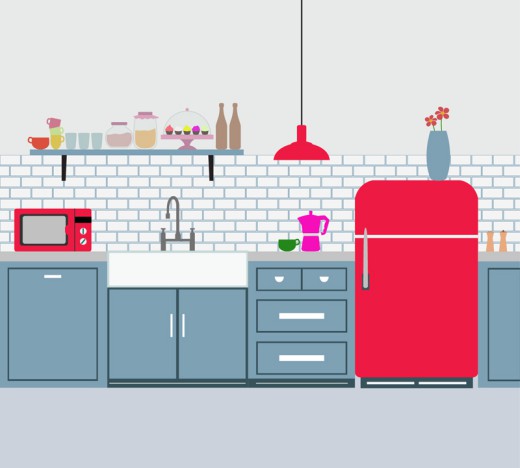整洁厨房设计矢量素材16设计网精选