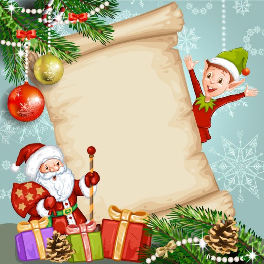 圣诞老人和精灵装饰纸张矢量图16图库网精选