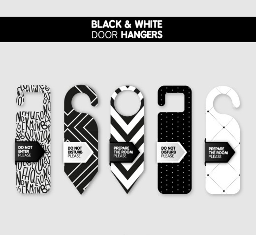 5款时尚黑白色门挂牌设计矢量素材16设计网精选