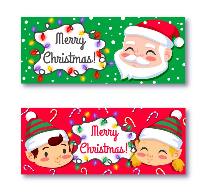 2款可爱圣诞节人物头像banner矢量素材素材中国网精选