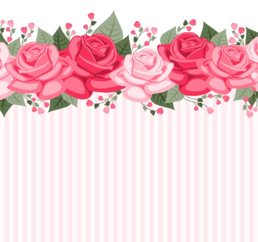 彩色玫瑰花条纹背景矢量图普贤居素材网精选