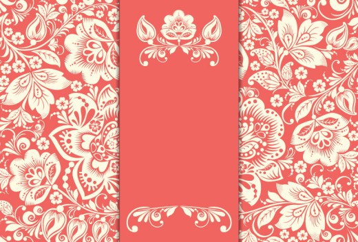 白色花卉红底卡片矢量素材16图库网精选