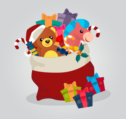 卡通圣诞礼物玩具礼包矢量素材素材中国网精选