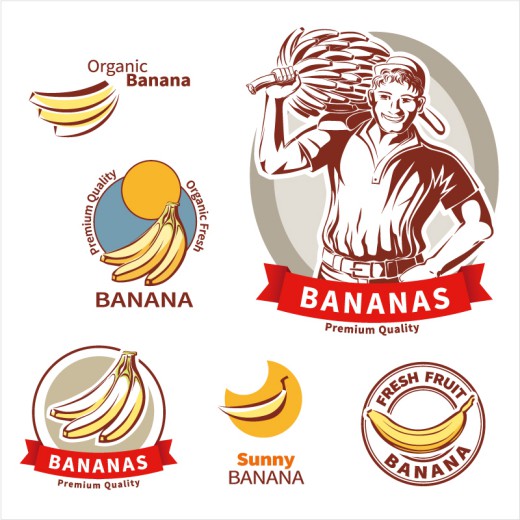 6款优质香蕉标签矢量素材普贤居素材网精选