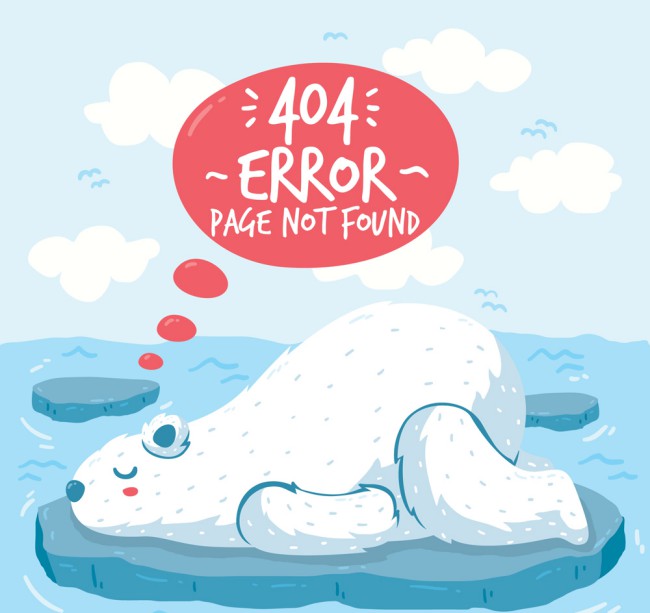创意404错误页面浮冰上的北极熊矢量图16设计网精选