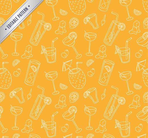 橙黄色夏季饮料无缝背景矢量素材16图库网精选