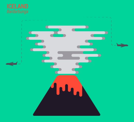 创意卡通火山和飞机信息图矢量素材16素材网精选