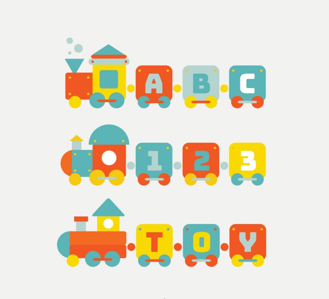 3款彩色字母玩具火车矢量素材普贤居素材网精选
